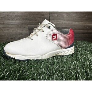 FootJoy Junior 45014 White Red Blue Dna Helix Golf Shoes Cleats Spikes Youth 3 M